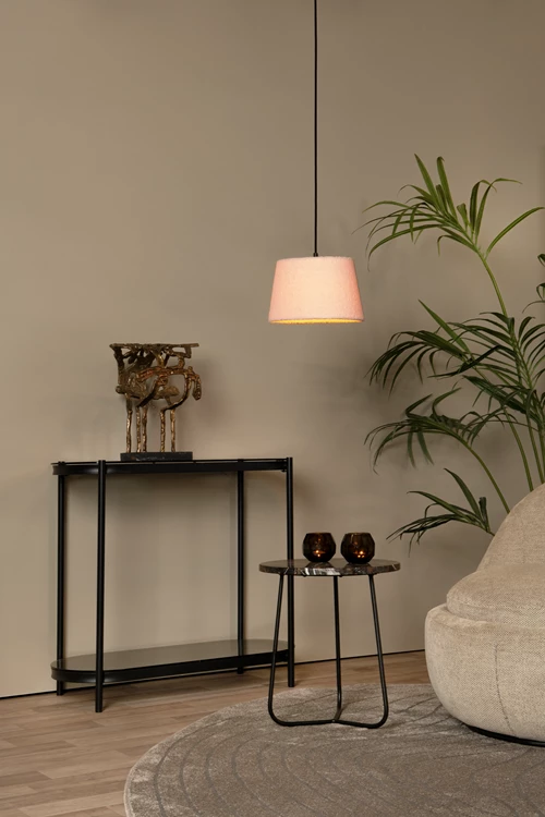 Lucide WOOLLY - Pendelleuchten - Ø 28 cm - 1xE27 - Rosa - Atmosphäre 1